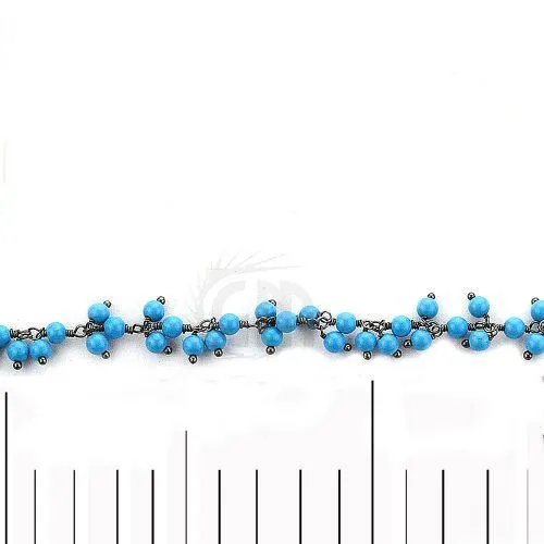 GemmartUSA Charm Necklaces Turquoise Faceted Beads Oxidized Wire Wrapped Cluster Dangle Rosary Chains GemmartUSA Charm Necklaces Turquoise Faceted Beads Oxidized Wire Wrapped Cluster Dangle Rosary Chains