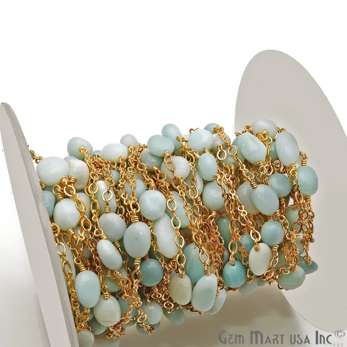 GemmartUSA Chrysoprase 11x8mm Tumble Beads Gold Plated Rosary Chain PreStyled Sets GemmartUSA Chrysoprase 11x8mm Tumble Beads Gold Plated Rosary Chain PreStyled Sets