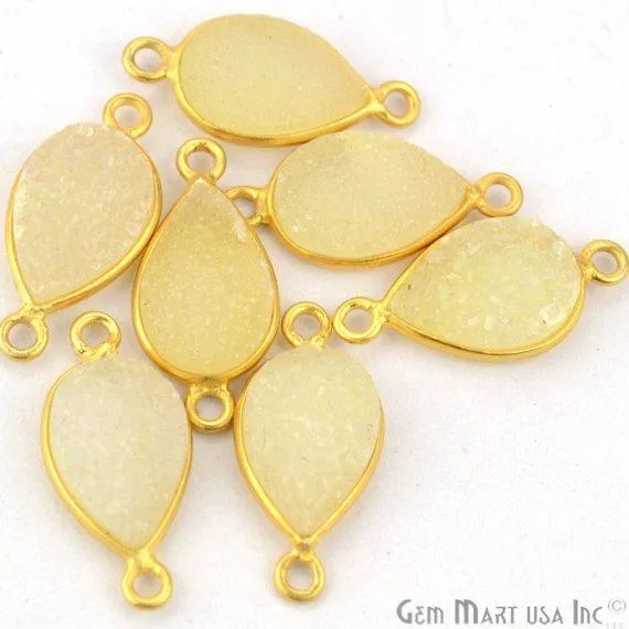 GemMartUSA Color Druzy 8x12mm Pears Bezel Gold Plated Double Bail Gemstone Connector PreStyled Sets GemMartUSA Color Druzy 8x12mm Pears Bezel Gold Plated Double Bail Gemstone Connector PreStyled Sets