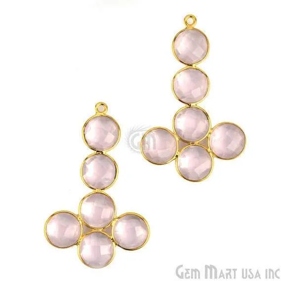 GemMartUSA Earrings Rose Chalcedony Gold Plated 39x24mm Gemstone Bezel Component GemMartUSA Earrings Rose Chalcedony Gold Plated 39x24mm Gemstone Bezel Component
