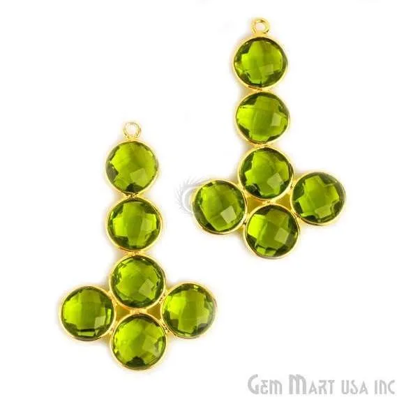 GemMartUSA Earrings Rose Chalcedony Gold Plated 39x24mm Gemstone Bezel Component