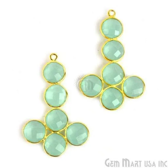 GemMartUSA Earrings Rose Chalcedony Gold Plated 39x24mm Gemstone Bezel Component