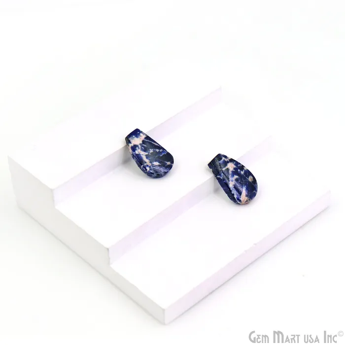 GemMartUSA Earrings Sodalite Freeform Shape 30x13mm Loose Gemstone For Earring Pair