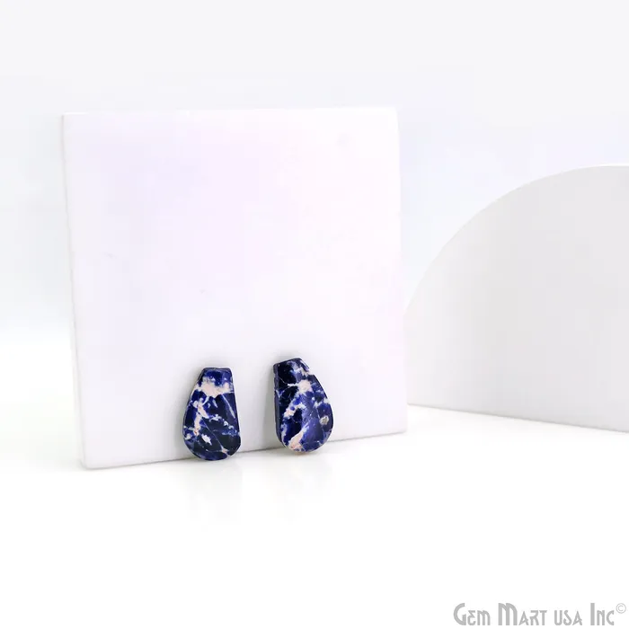GemMartUSA Earrings Sodalite Freeform Shape 30x13mm Loose Gemstone For Earring Pair