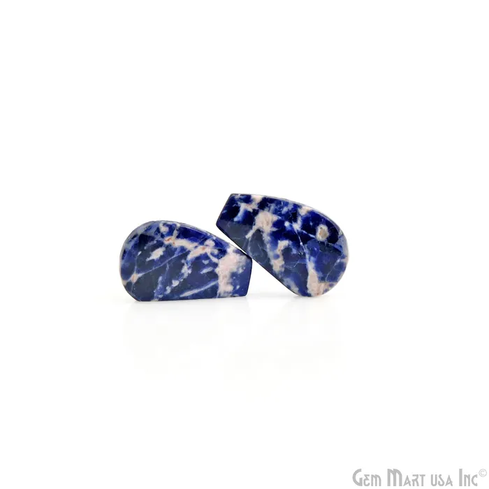 GemMartUSA Earrings Sodalite Freeform Shape 30x13mm Loose Gemstone For Earring Pair