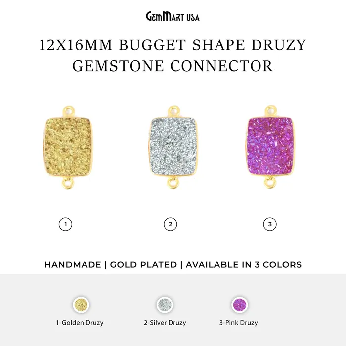 GemMartUSA Earrings Titanium Druzy 12x16mm Bugget Gold Bail Bezel Gemstone Connector Pick Your Color GemMartUSA Earrings Titanium Druzy 12x16mm Bugget Gold Bail Bezel Gemstone Connector Pick Your Color