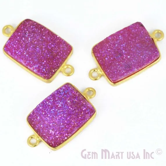 GemMartUSA Earrings Titanium Druzy 12x16mm Bugget Gold Bail Bezel Gemstone Connector Pick Your Color GemMartUSA Earrings Titanium Druzy 12x16mm Bugget Gold Bail Bezel Gemstone Connector Pick Your Color