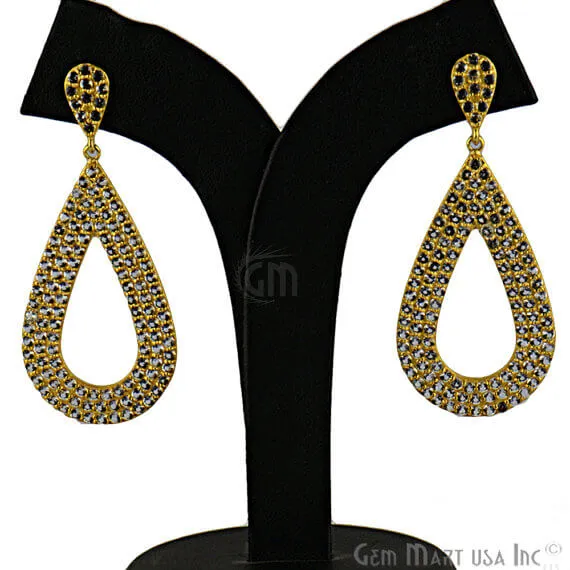 GemMartUSA Gold Vermeil Studded With Micro Pave White Topaz 26x60mm Dangle Earring Earrings