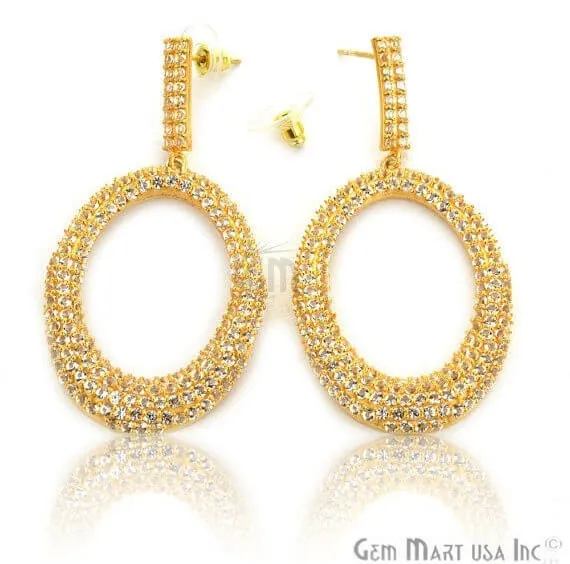 GemMartUSA Gold Vermeil Studded With Micro Pave White Topaz 65x33mm Dangle Earring Earrings GemMartUSA Gold Vermeil Studded With Micro Pave White Topaz 65x33mm Dangle Earring Earrings