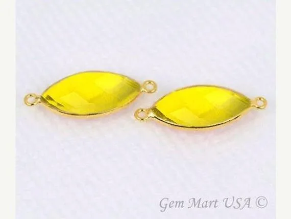 GemMartUSA Marquise 10x20mm Double Bail Gold Bezel Gemstone Connector PreStyled Sets GemMartUSA Marquise 10x20mm Double Bail Gold Bezel Gemstone Connector PreStyled Sets