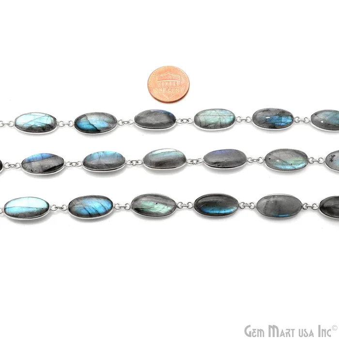 GemMartUSA Rings Labradorite Cabochon Oval 9x18mm Silver Plated Continuous Connector Chains GemMartUSA Rings Labradorite Cabochon Oval 9x18mm Silver Plated Continuous Connector Chains