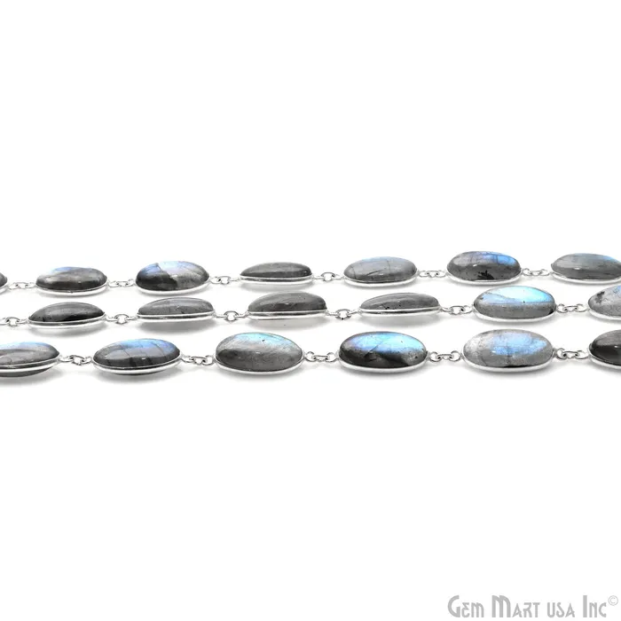 GemMartUSA Rings Labradorite Cabochon Oval 9x18mm Silver Plated Continuous Connector Chains GemMartUSA Rings Labradorite Cabochon Oval 9x18mm Silver Plated Continuous Connector Chains