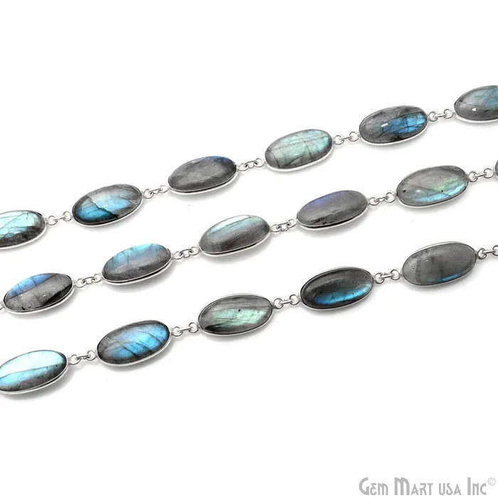 GemMartUSA Rings Labradorite Cabochon Oval 9x18mm Silver Plated Continuous Connector Chains GemMartUSA Rings Labradorite Cabochon Oval 9x18mm Silver Plated Continuous Connector Chains