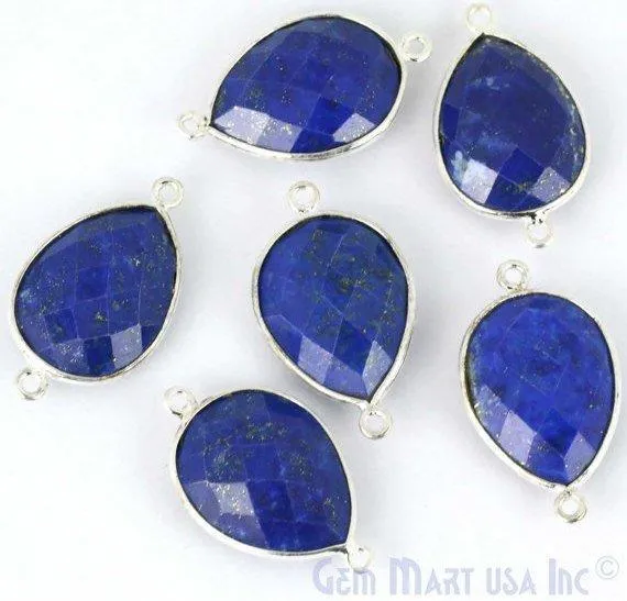 GemMartUSA Rings Pear 15x20mm Double Bail Silver Bezel Gemstone Connector