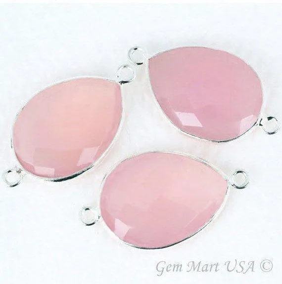 GemMartUSA Rings Pear 15x20mm Double Bail Silver Bezel Gemstone Connector