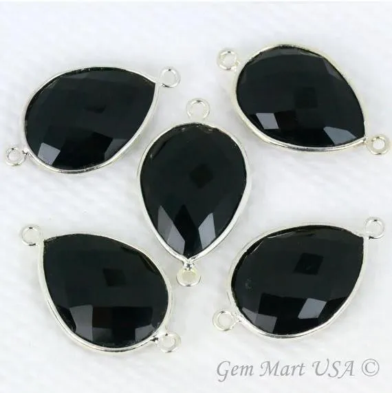 GemMartUSA Rings Pear 15x20mm Double Bail Silver Bezel Gemstone Connector