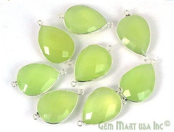GemMartUSA Rings Pear 15x20mm Double Bail Silver Bezel Gemstone Connector