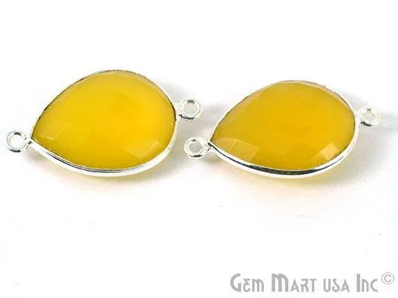 GemMartUSA Rings Pear 15x20mm Double Bail Silver Bezel Gemstone Connector