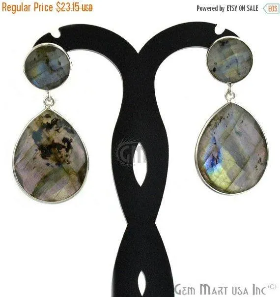 GemMartUSA Rings Pear and Round Shape 21x46mm Silver Plated Gemstone Dangle Studs Pick your Gemstone 900131 GemMartUSA Rings Pear and Round Shape 21x46mm Silver Plated Gemstone Dangle Studs Pick your Gemstone 900131