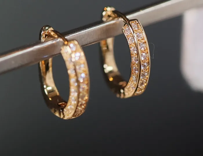 Gold Diamond Earrings Womens Diamond Hoop Earrings Small gold diamond hoop earrings Lab Diamonds London Earrings