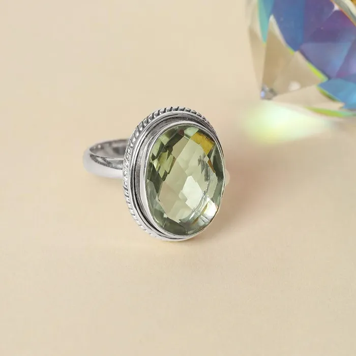 Green Amethyst Solid 925 Sterling Silver Bold Ring Jewelry YoTreasure Rings Green Amethyst Solid 925 Sterling Silver Bold Ring Jewelry YoTreasure Rings