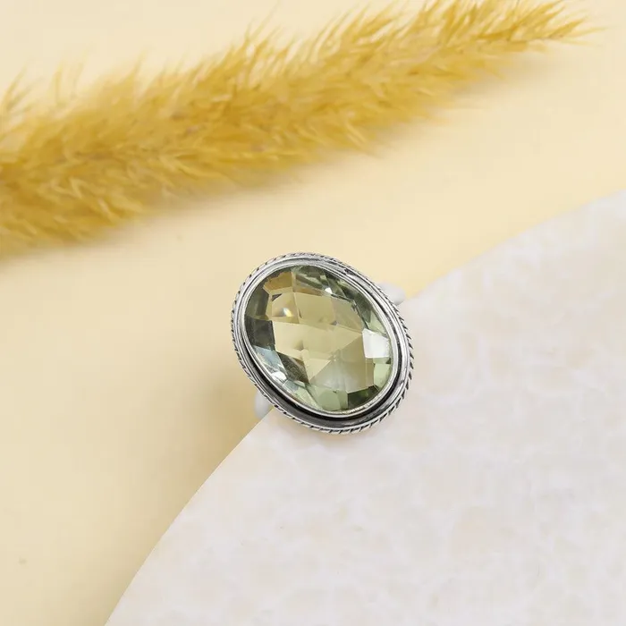 Green Amethyst Solid 925 Sterling Silver Bold Ring Jewelry YoTreasure Rings Green Amethyst Solid 925 Sterling Silver Bold Ring Jewelry YoTreasure Rings