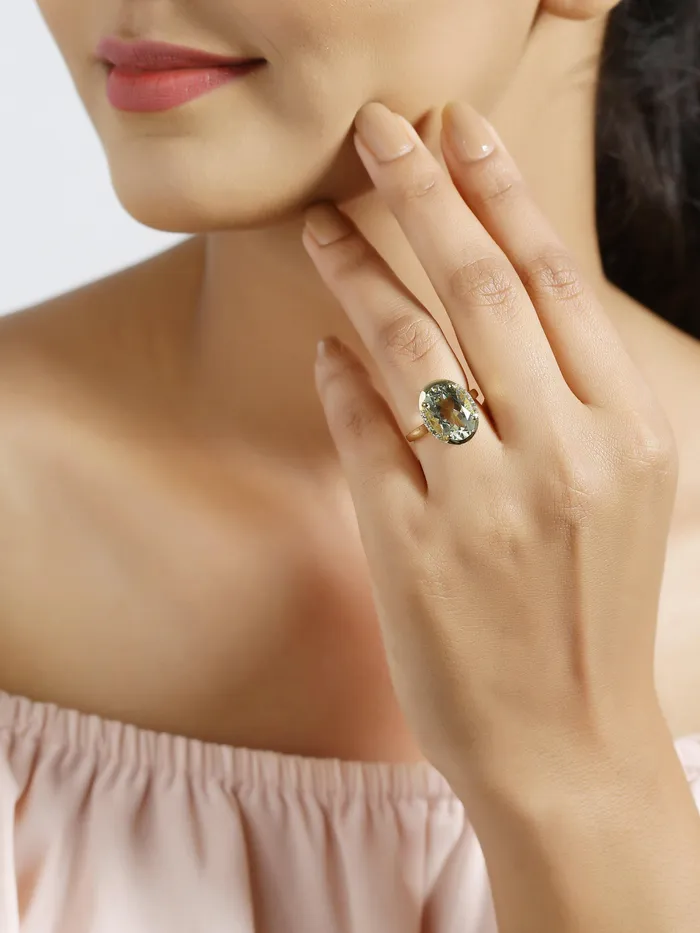 Green Amethyst Solid 925 Sterling Silver Gold Plated Ring Jewelry YoTreasure Rings Green Amethyst Solid 925 Sterling Silver Gold Plated Ring Jewelry YoTreasure Rings