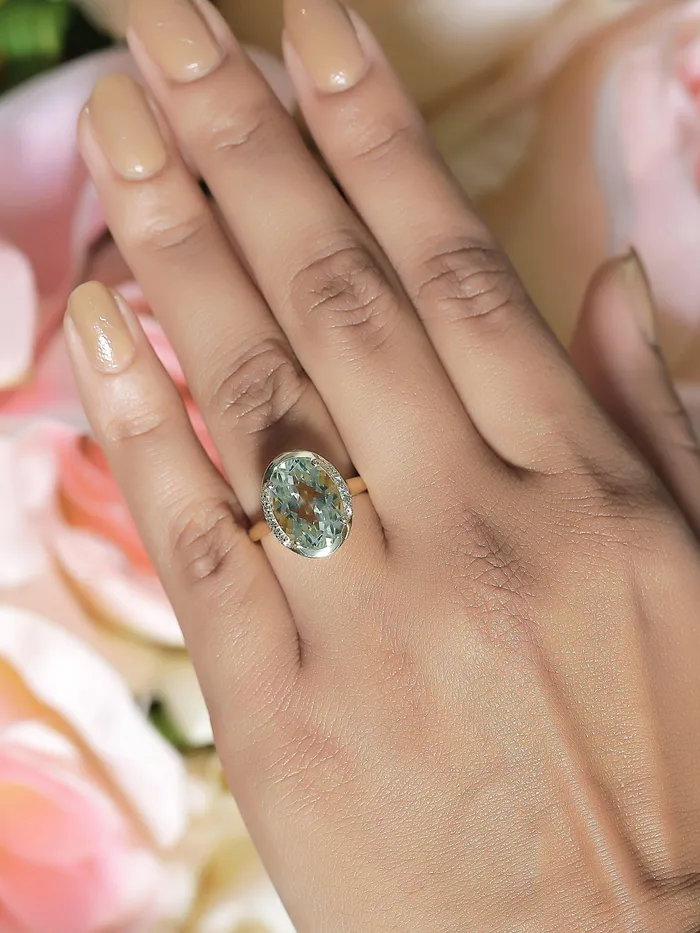 Green Amethyst Solid 925 Sterling Silver Gold Plated Ring Jewelry YoTreasure Rings Green Amethyst Solid 925 Sterling Silver Gold Plated Ring Jewelry YoTreasure Rings