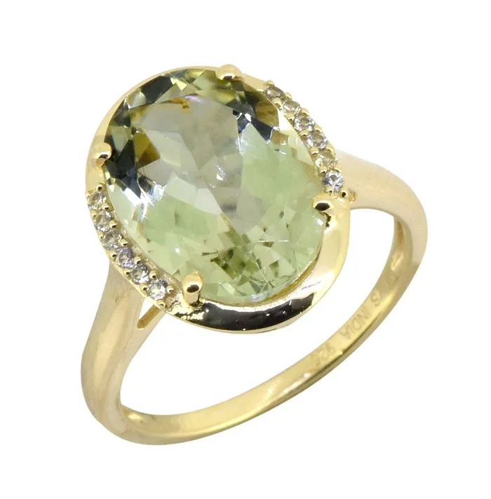 Green Amethyst Solid 925 Sterling Silver Gold Plated Ring Jewelry YoTreasure Rings Green Amethyst Solid 925 Sterling Silver Gold Plated Ring Jewelry YoTreasure Rings