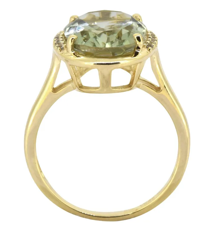 Green Amethyst Solid 925 Sterling Silver Gold Plated Ring Jewelry YoTreasure Rings Green Amethyst Solid 925 Sterling Silver Gold Plated Ring Jewelry YoTreasure Rings