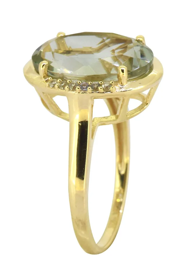 Green Amethyst Solid 925 Sterling Silver Gold Plated Ring Jewelry YoTreasure Rings Green Amethyst Solid 925 Sterling Silver Gold Plated Ring Jewelry YoTreasure Rings