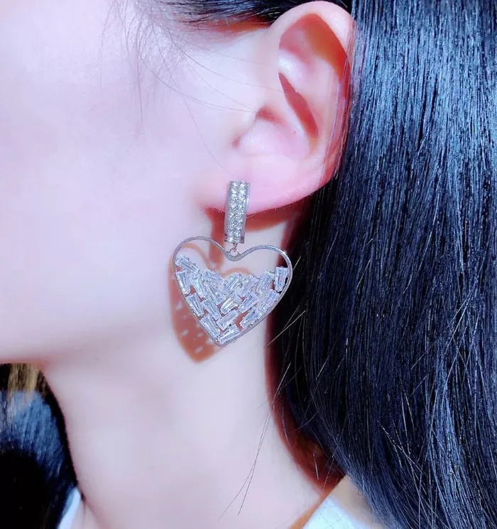 Heart Earrings Womens Earrings Diamond Earrings Heart earrings with Diamonds Iced Out Earrings Womens Diamond Earrings Earrings Minx London Earrings