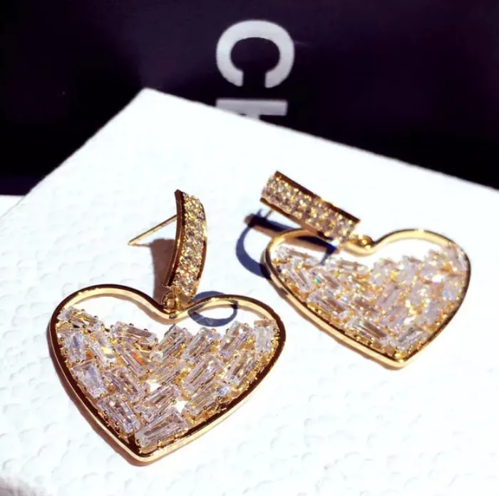 Heart Earrings Womens Earrings Diamond Earrings Heart earrings with Diamonds Iced Out Earrings Womens Diamond Earrings Earrings Minx London Earrings