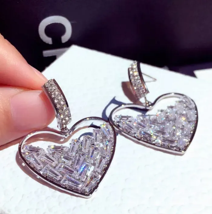 Heart Earrings Womens Earrings Diamond Earrings Heart earrings with Diamonds Iced Out Earrings Womens Diamond Earrings Earrings Minx London Earrings