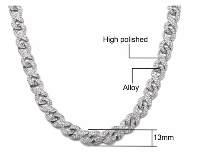 Infinity Link Chain Iced Out Chains Iced Out Necklace Mens Diamond Necklace Infinity Necklace Hip Hop Chain Mens Infinity Chain Minx London Necklaces