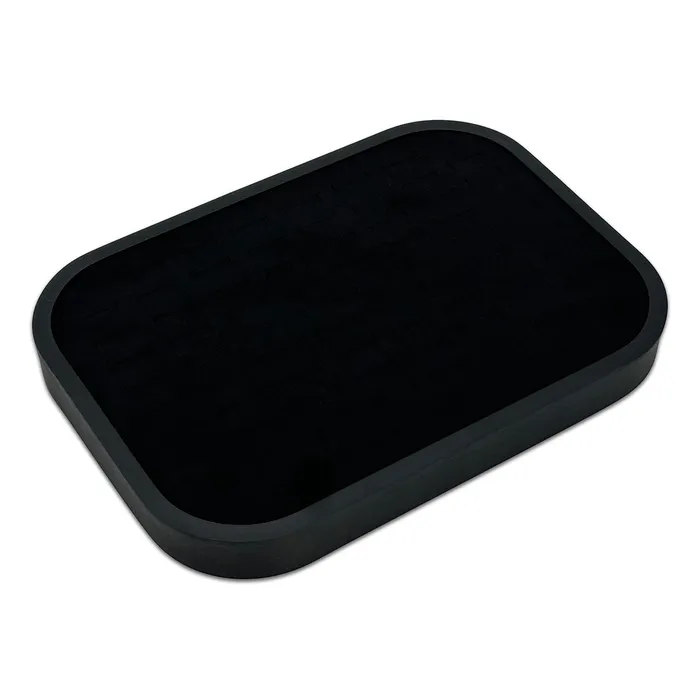 JPI Display Rings 10 58 x 7 58 Black Brushed Aluminum Black Velvet 76 Ring Display Tray JPI Display Rings 10 58 x 7 58 Black Brushed Aluminum Black Velvet 76 Ring Display Tray