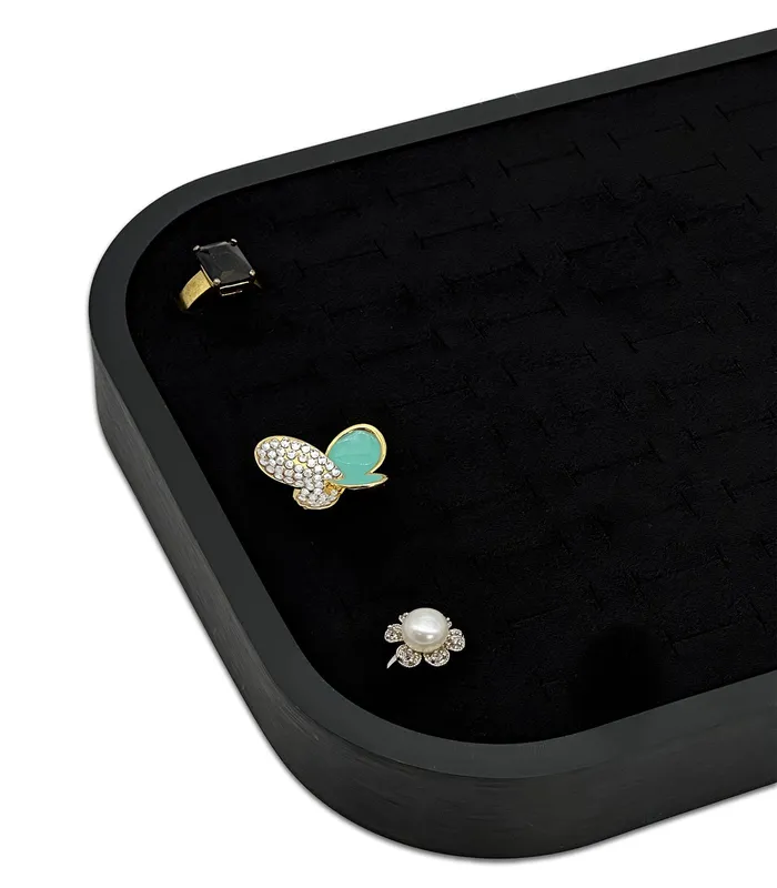 JPI Display Rings 10 58 x 7 58 Black Brushed Aluminum Black Velvet 76 Ring Display Tray JPI Display Rings 10 58 x 7 58 Black Brushed Aluminum Black Velvet 76 Ring Display Tray