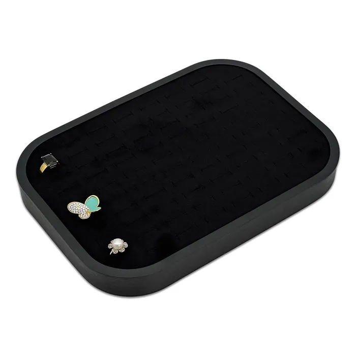 JPI Display Rings 10 58 x 7 58 Black Brushed Aluminum Black Velvet 76 Ring Display Tray JPI Display Rings 10 58 x 7 58 Black Brushed Aluminum Black Velvet 76 Ring Display Tray