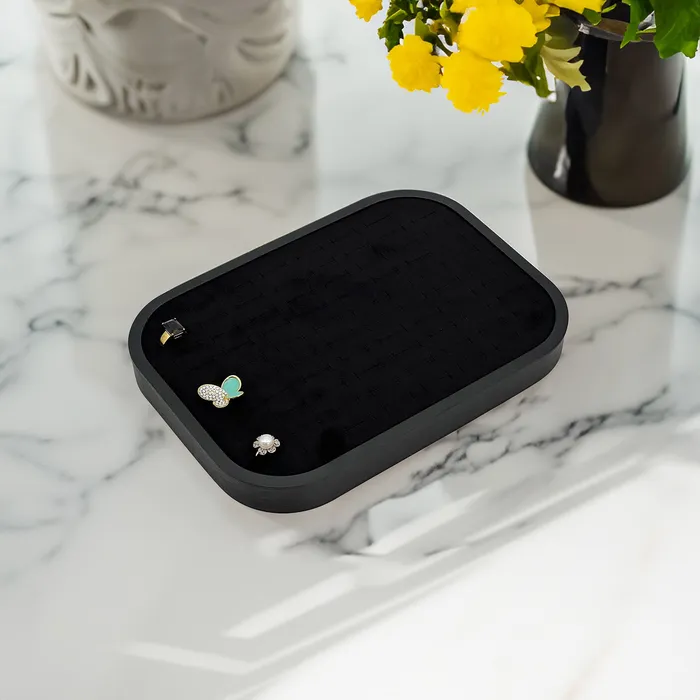 JPI Display Rings 10 58 x 7 58 Black Brushed Aluminum Black Velvet 76 Ring Display Tray JPI Display Rings 10 58 x 7 58 Black Brushed Aluminum Black Velvet 76 Ring Display Tray