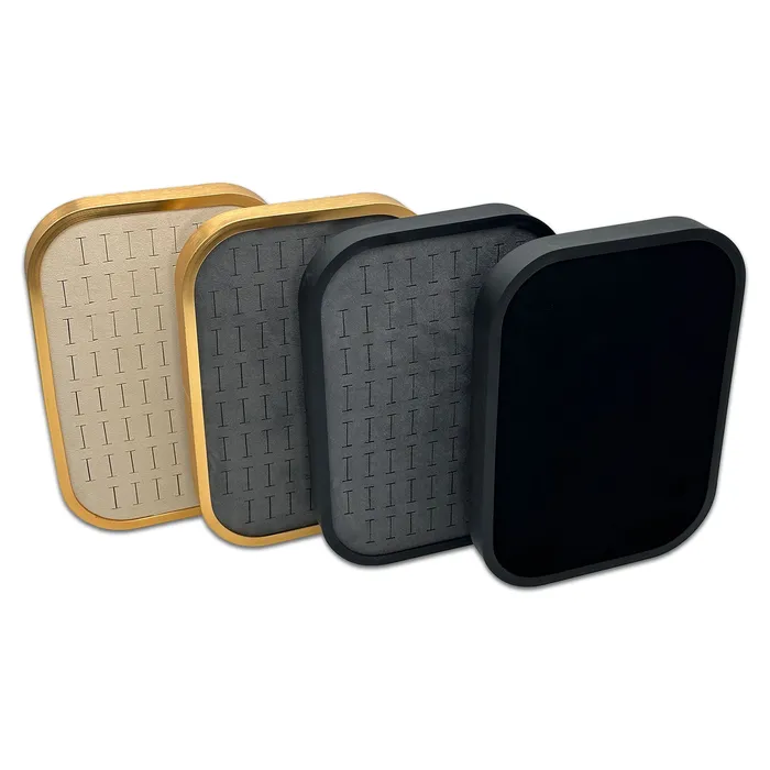 JPI Display Rings 10 58 x 7 58 Black Brushed Aluminum Black Velvet 76 Ring Display Tray JPI Display Rings 10 58 x 7 58 Black Brushed Aluminum Black Velvet 76 Ring Display Tray