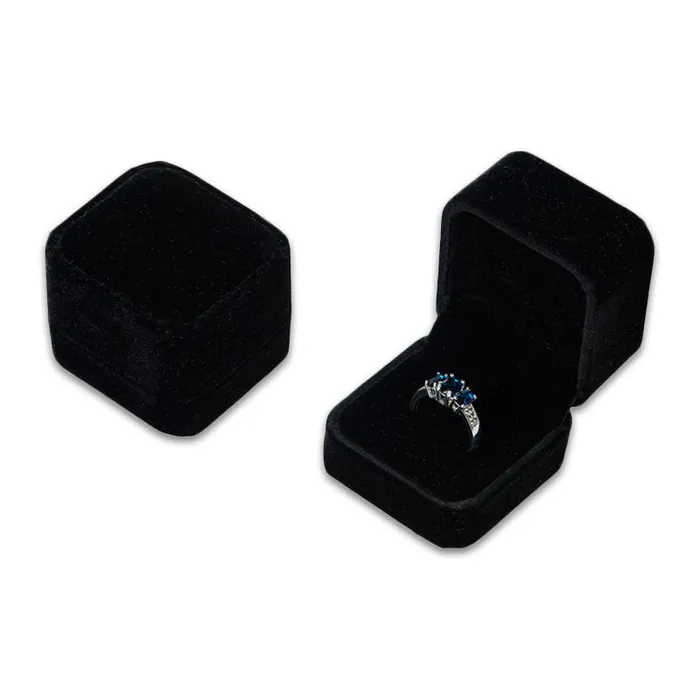 JPIDisplay Rings Single Deluxe Plush Black Velvet EarringRing Box