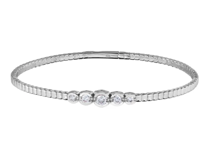 Kelly Waters Bracelets Kelly Waters Platinum Finish Graduating Bezel Set CZ Bangle Bracelet SI6001 Kelly Waters Bracelets Kelly Waters Platinum Finish Graduating Bezel Set CZ Bangle Bracelet SI6001