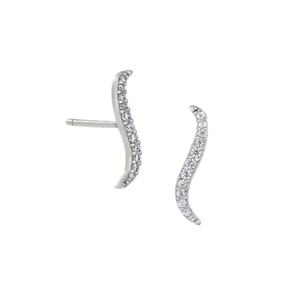 Kelly Waters Platinum Finish CZ Wave Stud Earrings SI6025 Kelly Waters Earrings Kelly Waters Platinum Finish CZ Wave Stud Earrings SI6025 Kelly Waters Earrings