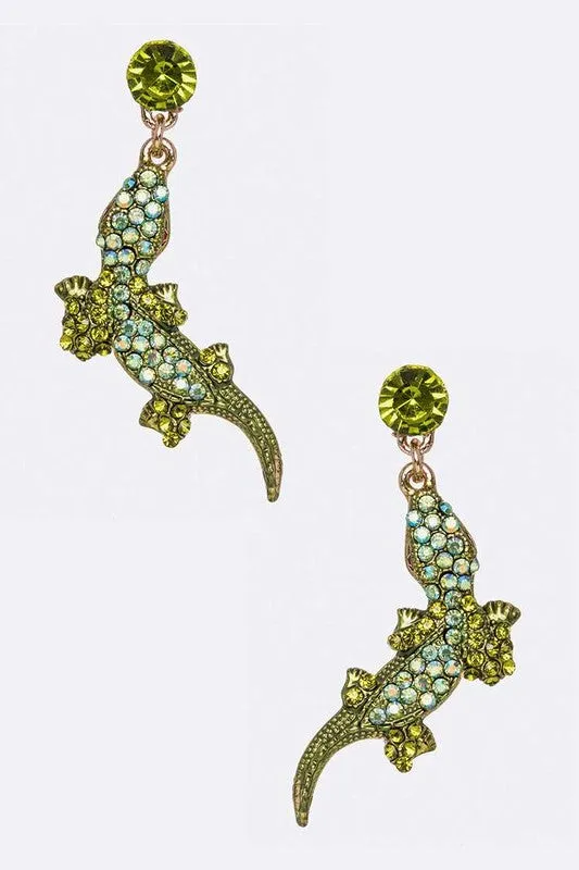 LA Jewelry Plaza Crystal Alligator Iconic Earrings Earrings