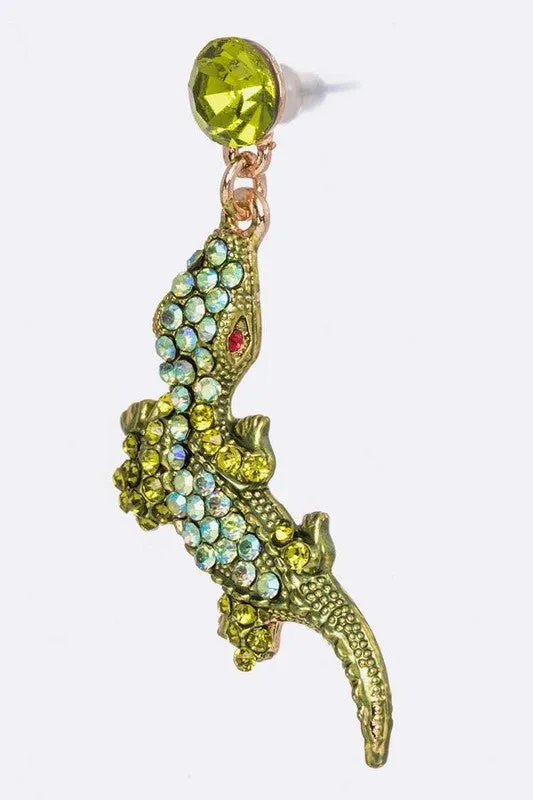 LA Jewelry Plaza Crystal Alligator Iconic Earrings Earrings LA Jewelry Plaza Crystal Alligator Iconic Earrings Earrings