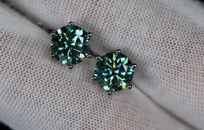 Lab Diamonds London Earrings Green Moissanite Ear Studs Green Lab Grown Diamond Ear Studs