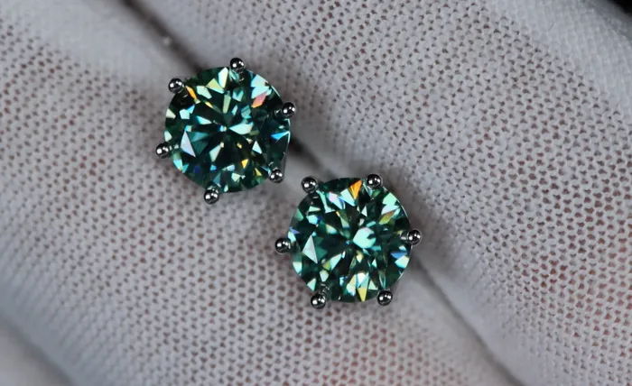 Lab Diamonds London Earrings Green Moissanite Ear Studs Green Lab Grown Diamond Ear Studs