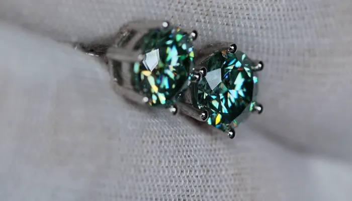 Lab Diamonds London Earrings Green Moissanite Ear Studs Green Lab Grown Diamond Ear Studs