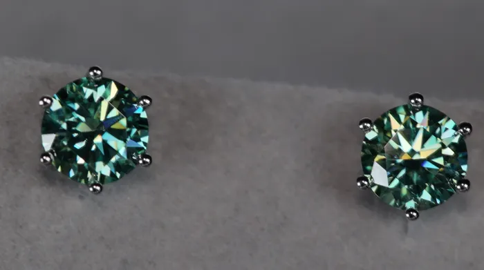 Lab Diamonds London Earrings Green Moissanite Ear Studs Green Lab Grown Diamond Ear Studs