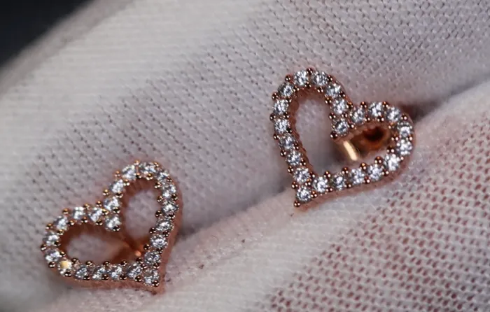 Lab Diamonds London Earrings Rose Gold Diamond Heart Ear Studs Rose Gold Ear Studs Heart Ear Studs